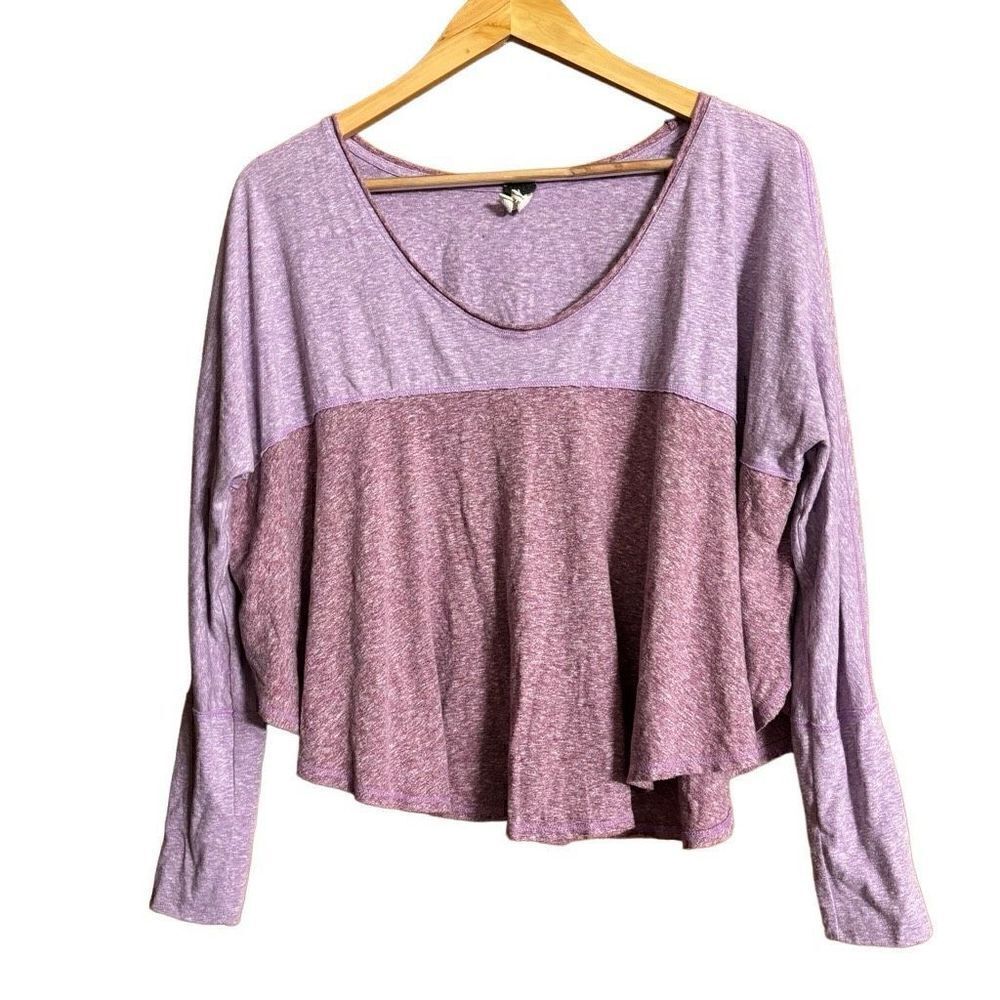 Free people we the free cloud nine color block flowy long sleeve top purple XS